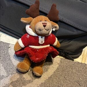 Festive Reindeer Plush in Red Dress